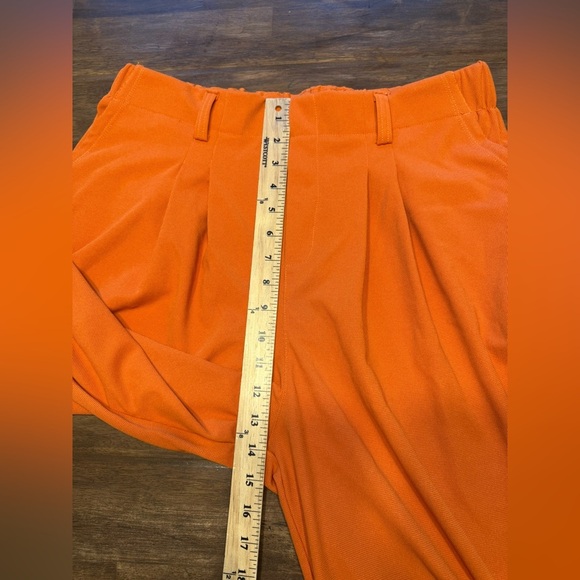 Halara Flex High Waisted Pocket Wide Leg Waffle Dress Pants Womens SZ XL Orange - Picture 8 of 10